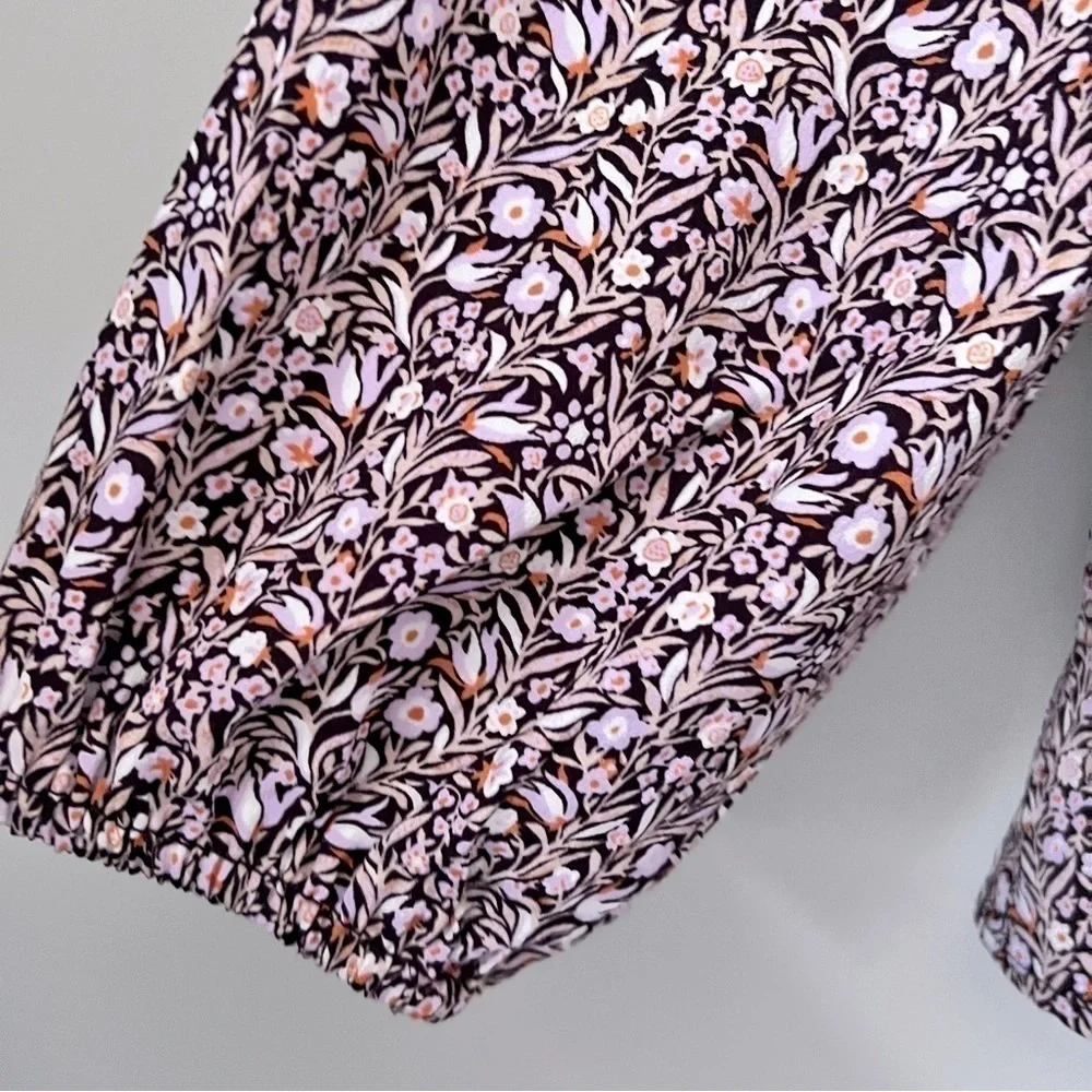 J. Crew Puff-Sleeve Satin Back Crepe Top Floral Flourish Blouse